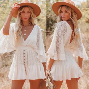 2022 Summer Boho Women Mini Tunic Beach Vacation Dress