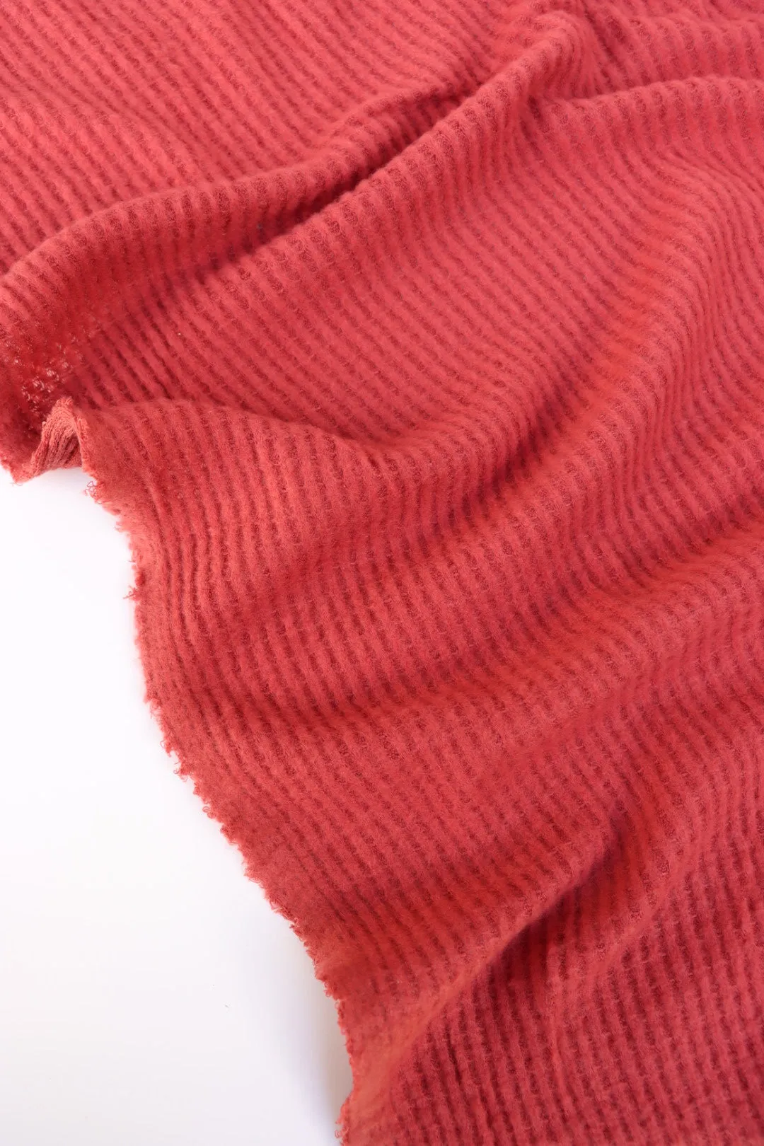 2YD 12IN REMNANT; Rust Brushed Waffle Sweater Knit