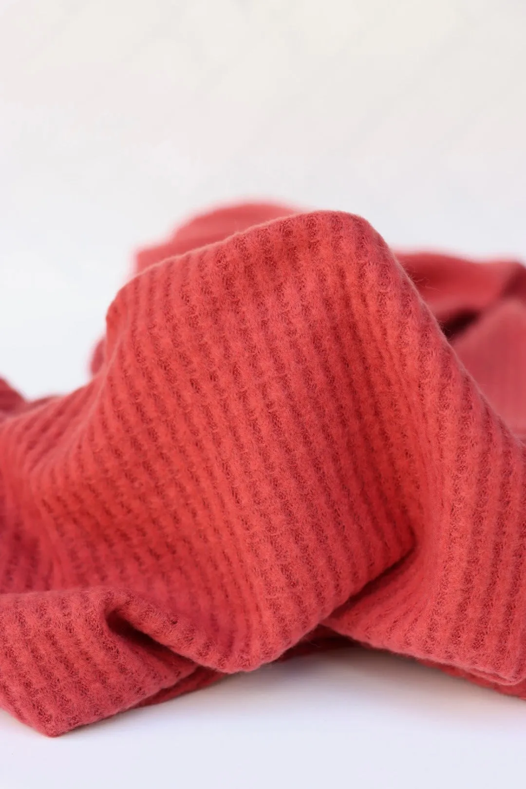 2YD 12IN REMNANT; Rust Brushed Waffle Sweater Knit