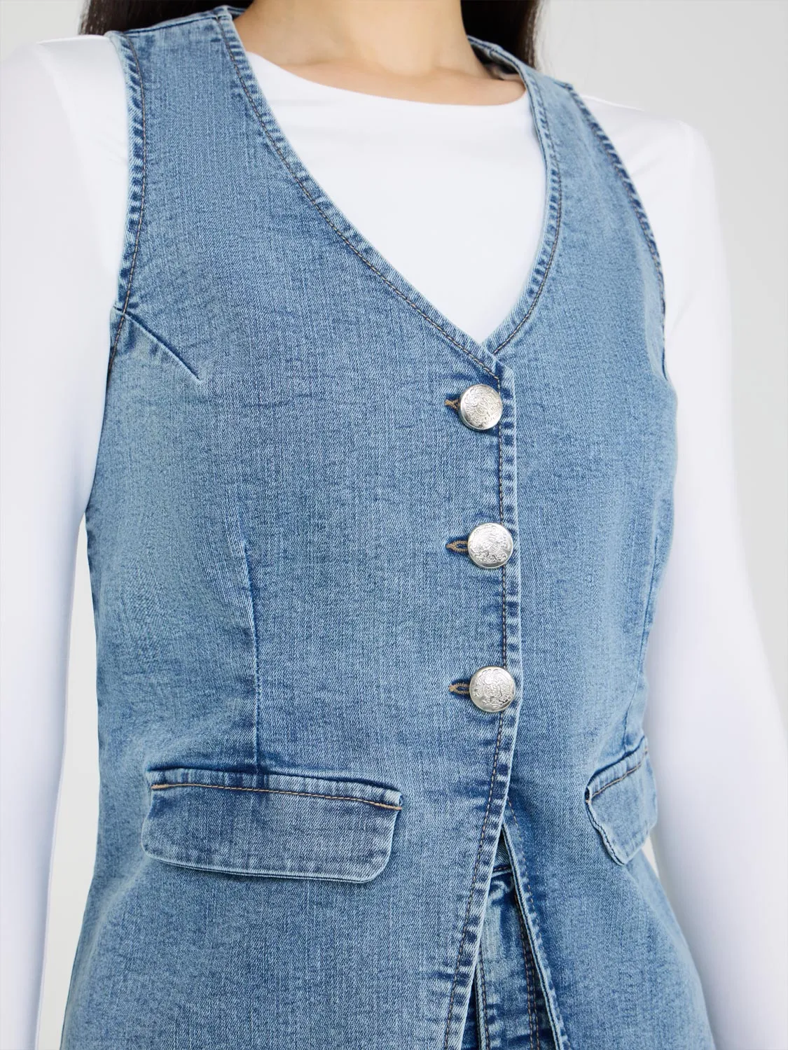 3-Button Denim Vest