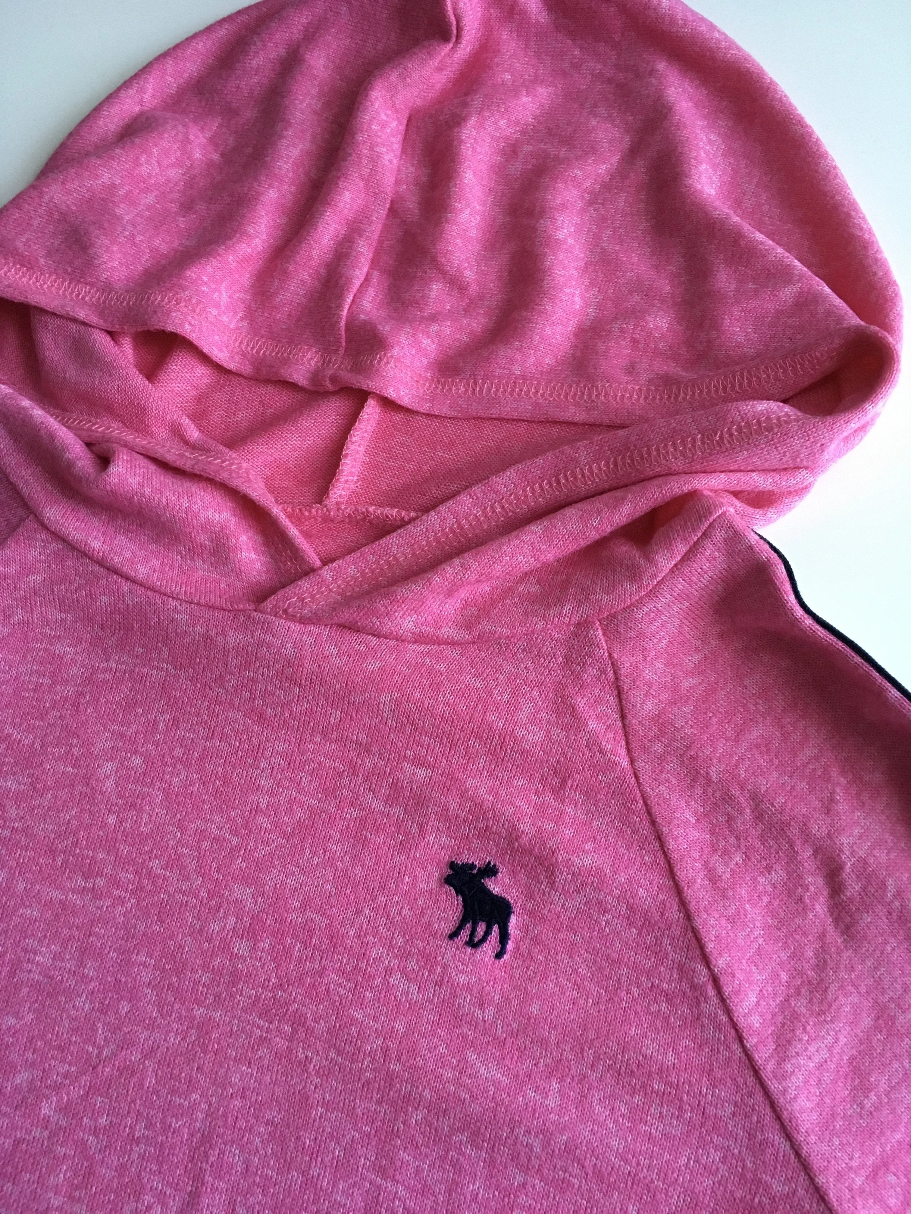 Abercrombie & Fitch Girls Pink/ Navy Soft Jersey Hoodie Jumper - Girls 11-12yrs