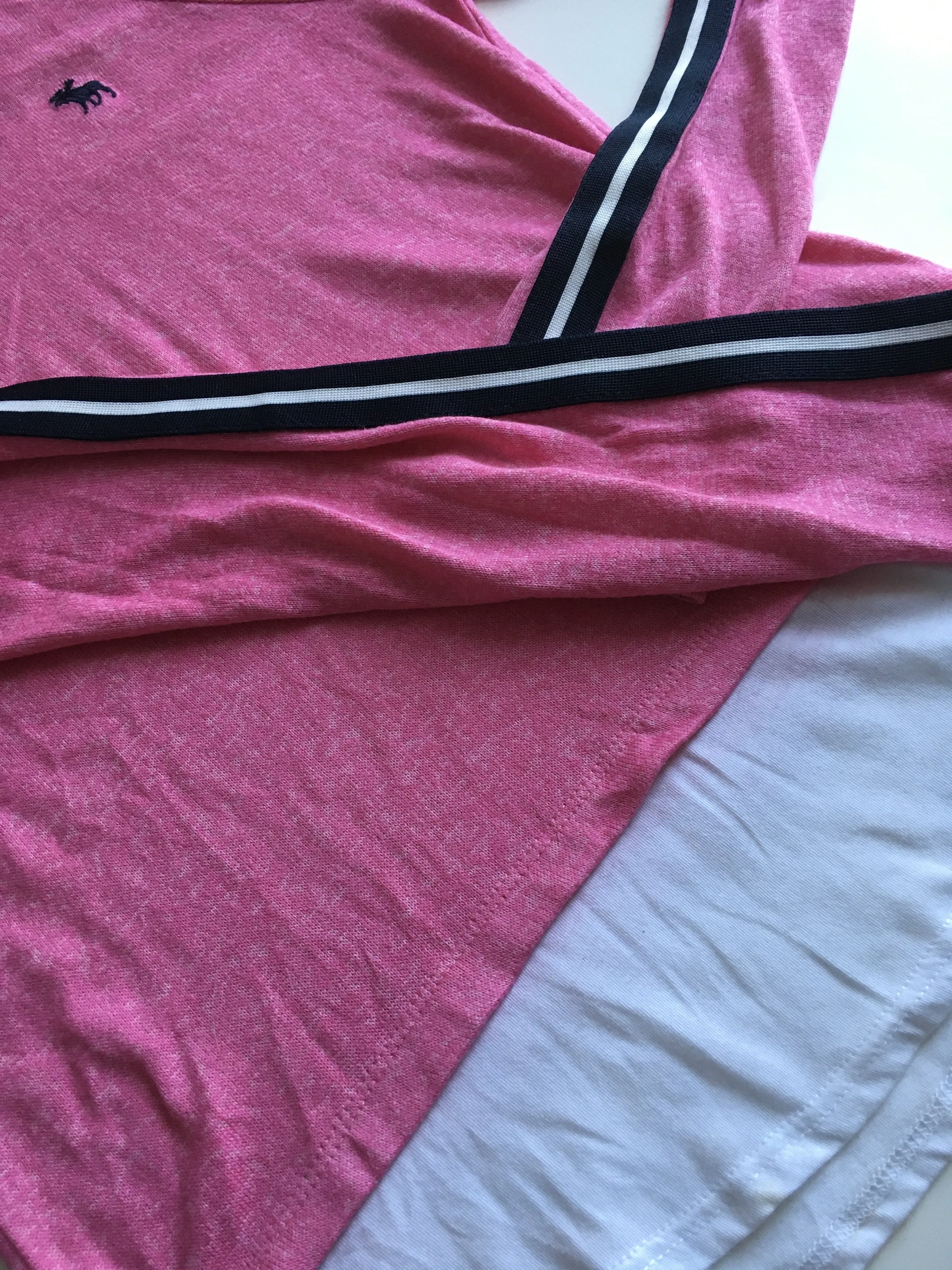 Abercrombie & Fitch Girls Pink/ Navy Soft Jersey Hoodie Jumper - Girls 11-12yrs