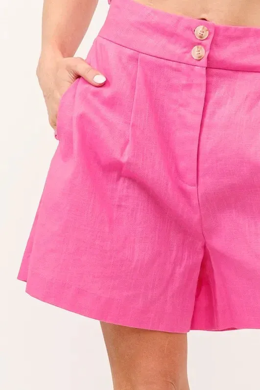 And The Why High Waist Wide Leg Mid Length Shorts