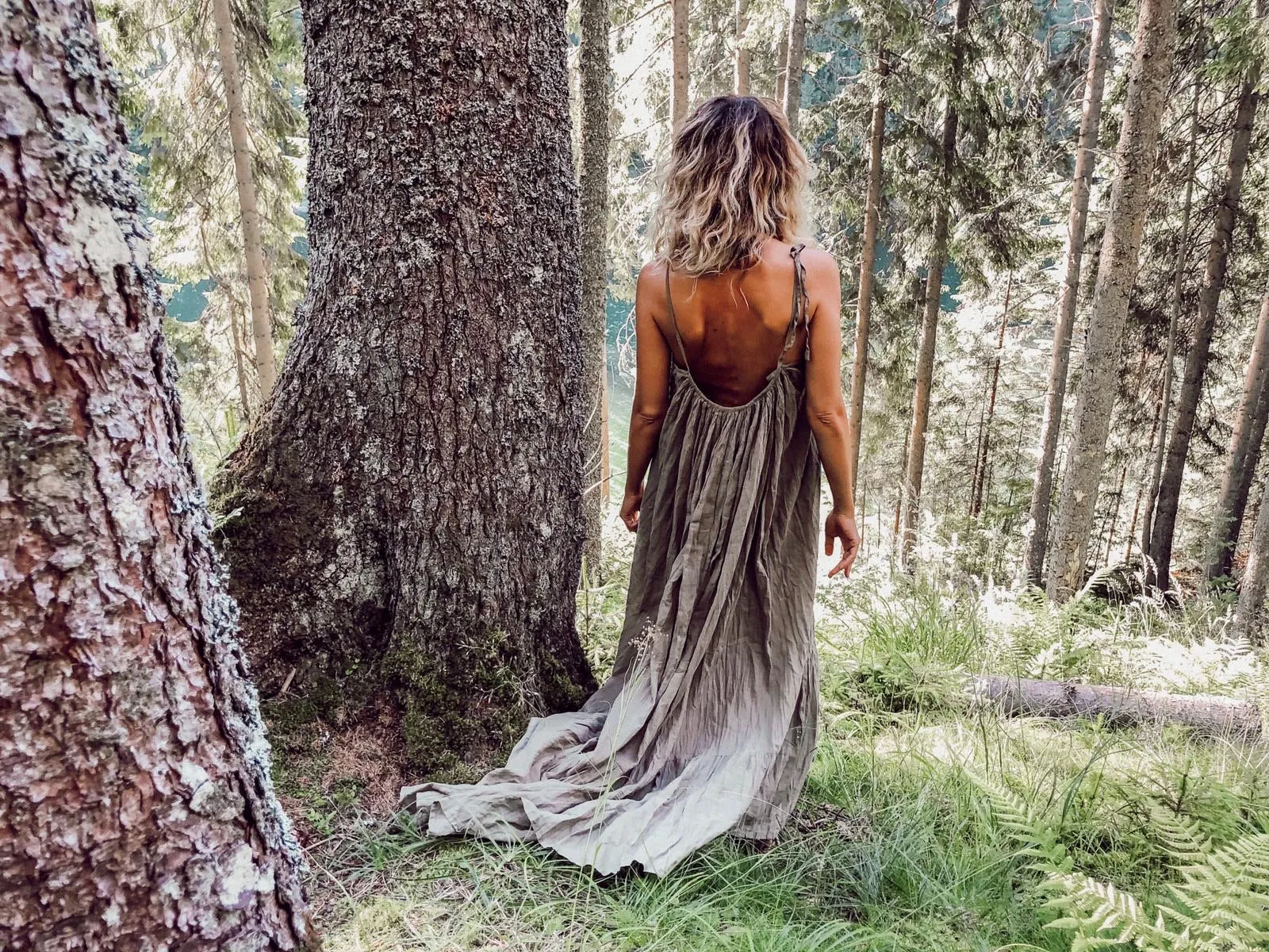 Apsara  summer cotton sexy open back dress in kaki green   summer maxi dream