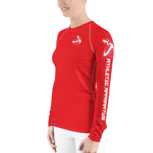 Athletic Apparatus Red 1 White Logo White stitch Women's Rash Guard