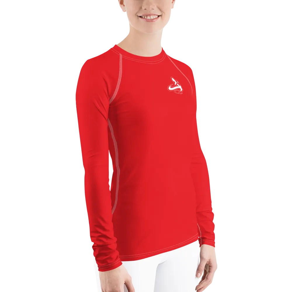 Athletic Apparatus Red 1 White Logo White stitch Women's Rash Guard