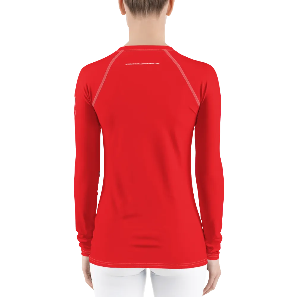 Athletic Apparatus Red 1 White Logo White stitch Women's Rash Guard