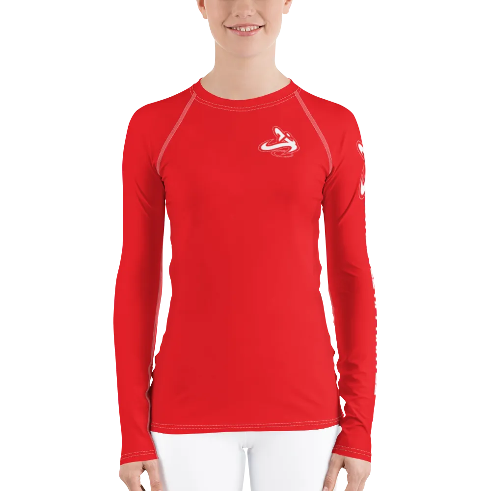 Athletic Apparatus Red 1 White Logo White stitch Women's Rash Guard