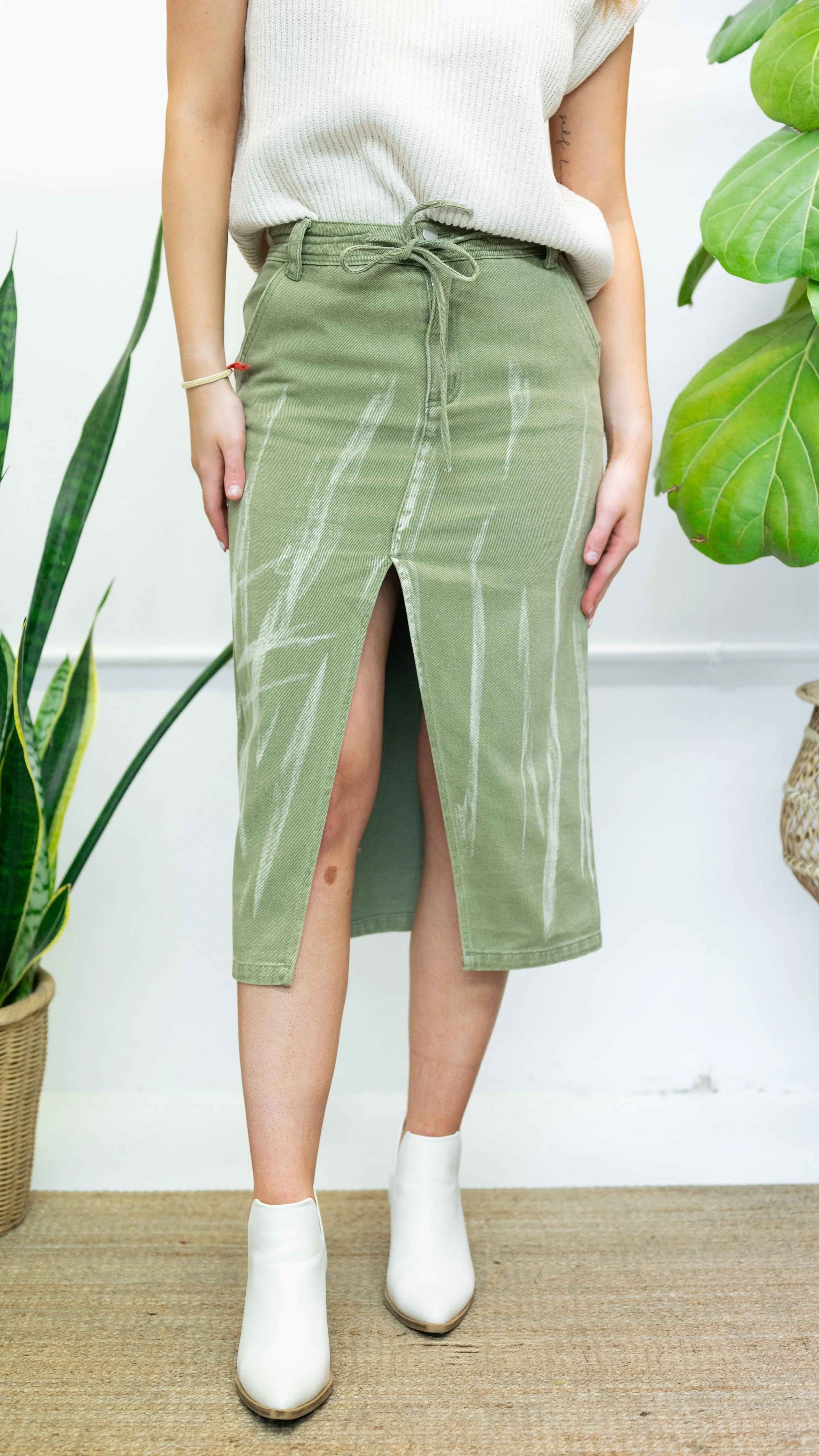Azure Tie-Dye Midi Skirt