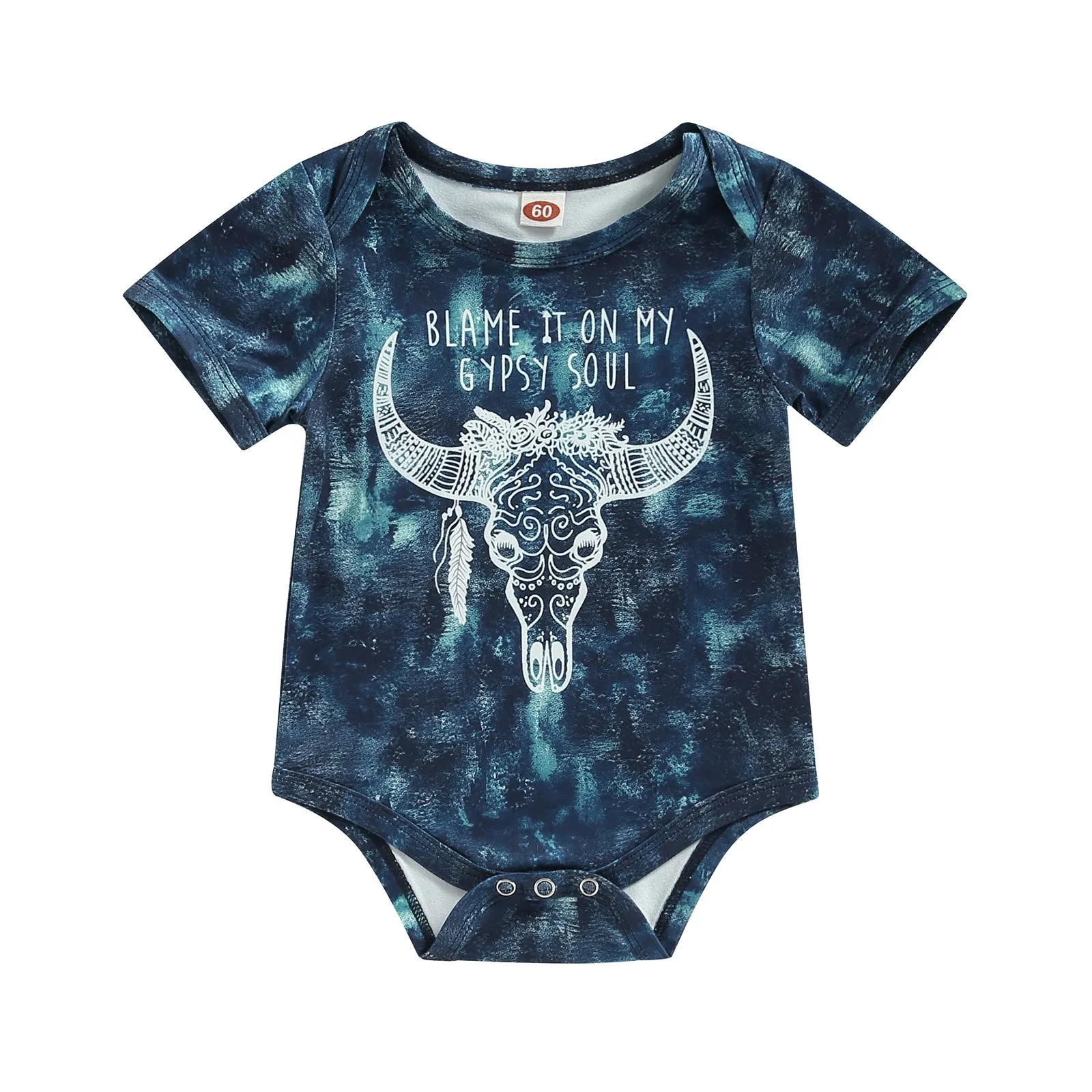 Baby Western Cowboy Jumpsuits Cartoon Cattle Print