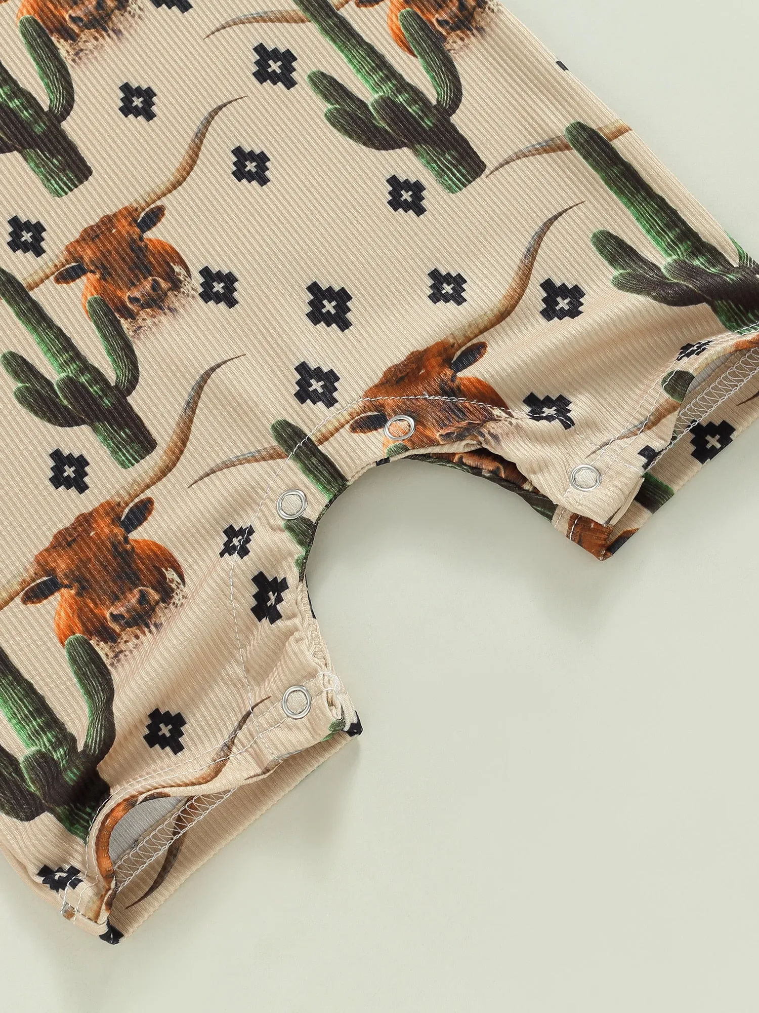 Baby Western Cowboy Jumpsuits Cartoon Cattle Print