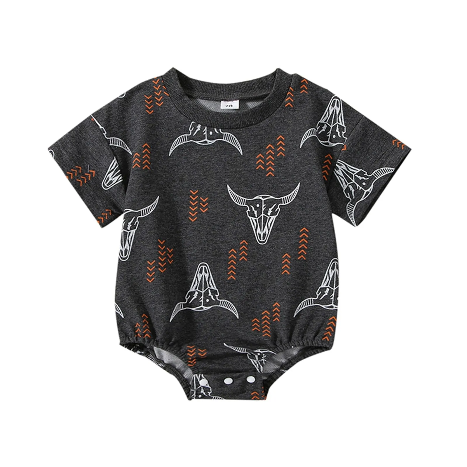 Baby Western Cowboy Jumpsuits Cartoon Cattle Print
