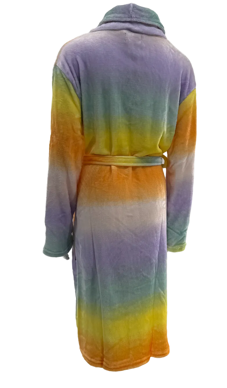 BAR25001 Women's 100% Polyester Coral print Fleece bathrobe