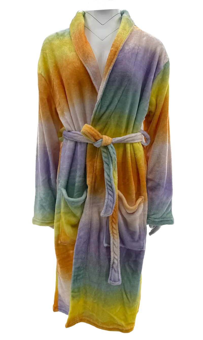 BAR25001 Women's 100% Polyester Coral print Fleece bathrobe