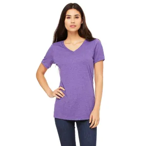 Bella   Canvas Women's Purple Triblend Relaxed Jersey Short-Sleeve V-Neck T-Shirt