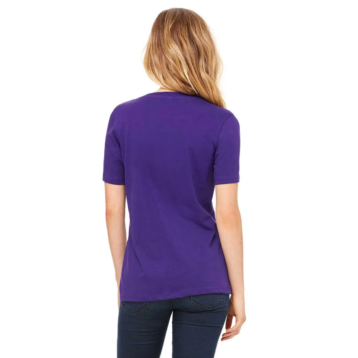 Bella   Canvas Women's Team Purple Relaxed Jersey Short-Sleeve V-Neck T-Shirt