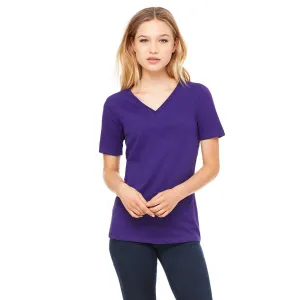 Bella   Canvas Women's Team Purple Relaxed Jersey Short-Sleeve V-Neck T-Shirt