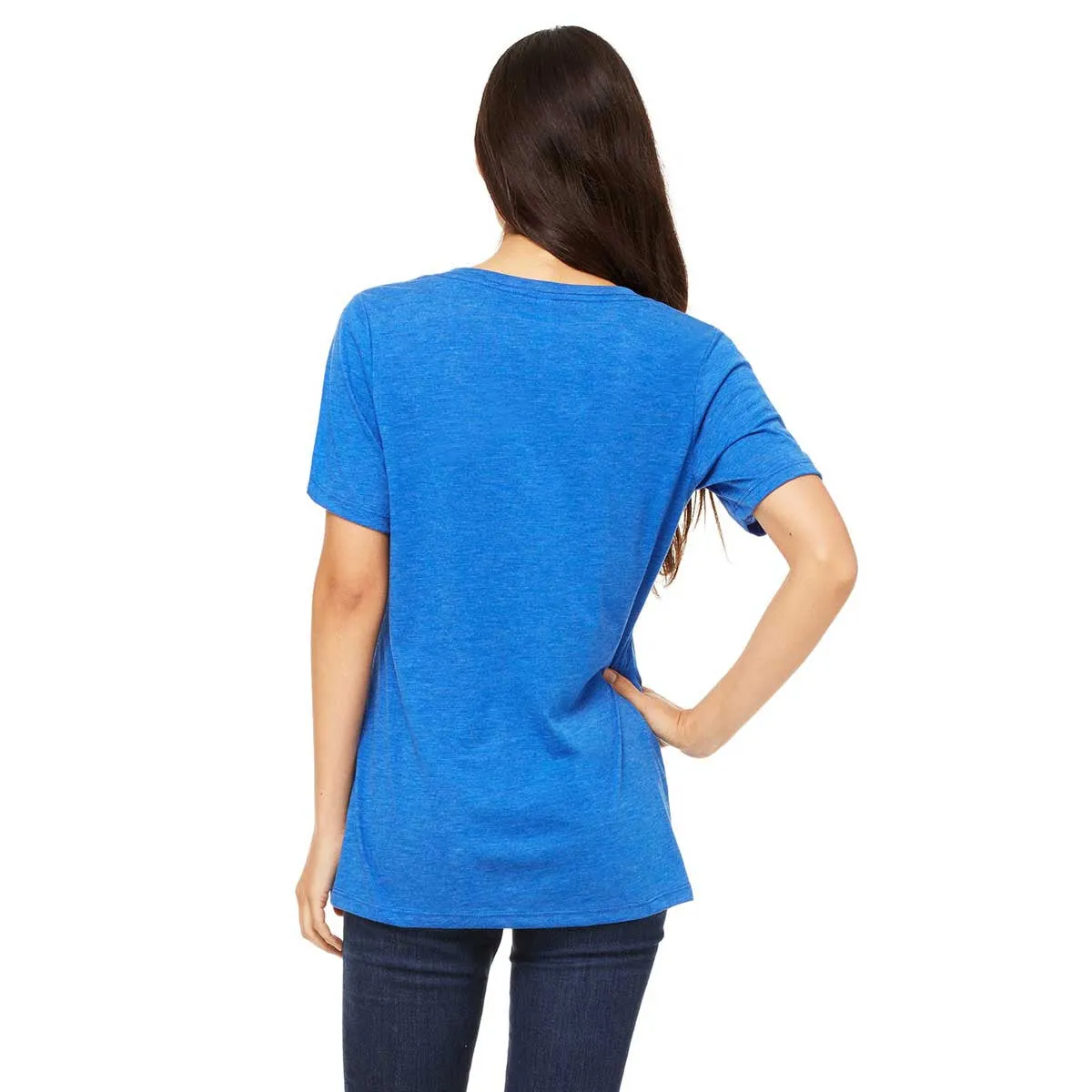 Bella   Canvas Women's True Royal Triblend Relaxed Jersey Short-Sleeve V-Neck T-Shirt