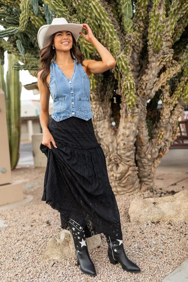 Beneath The Moon Medium Wash Denim Vest