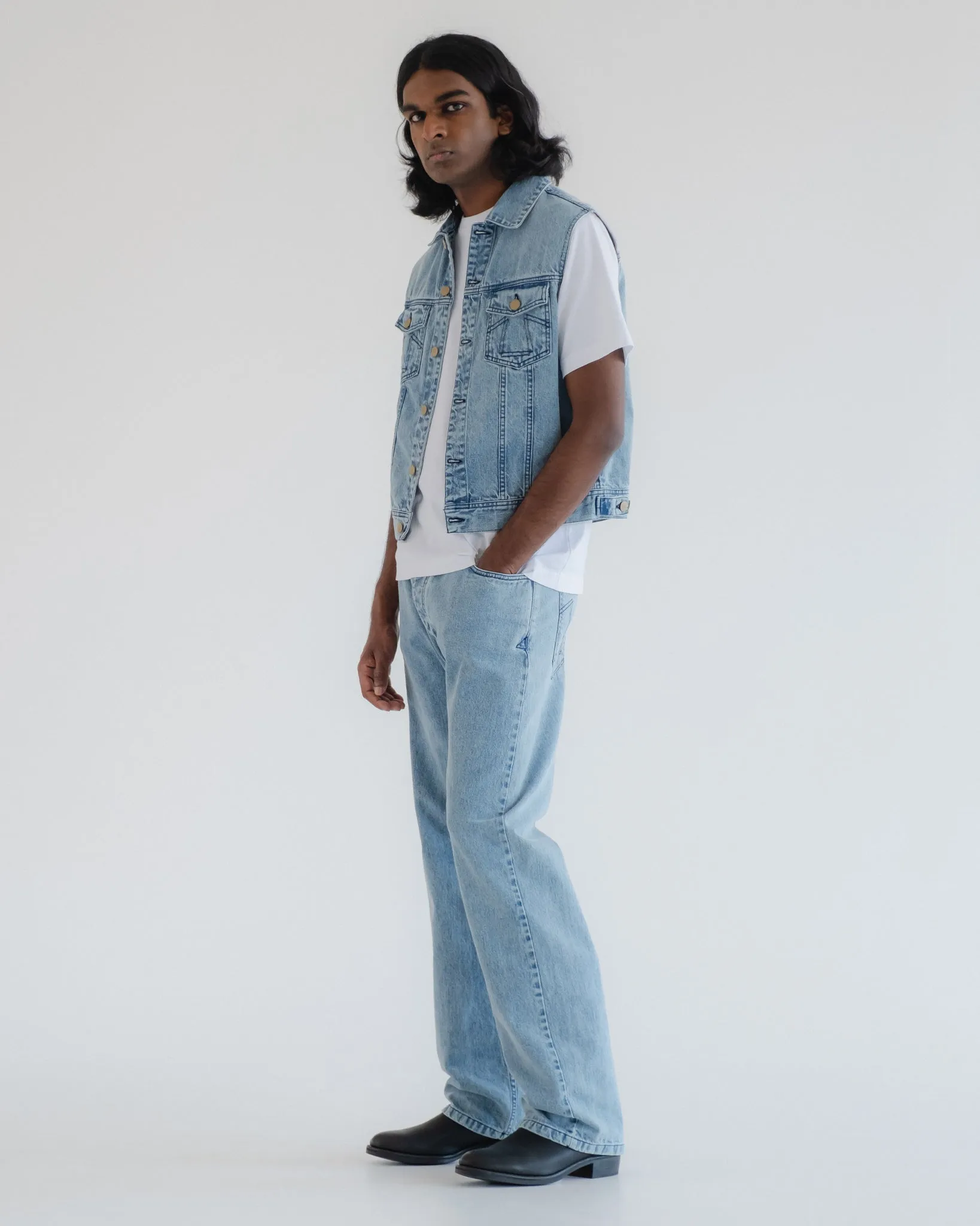 Biker Vest Salt Lake Denim Blue