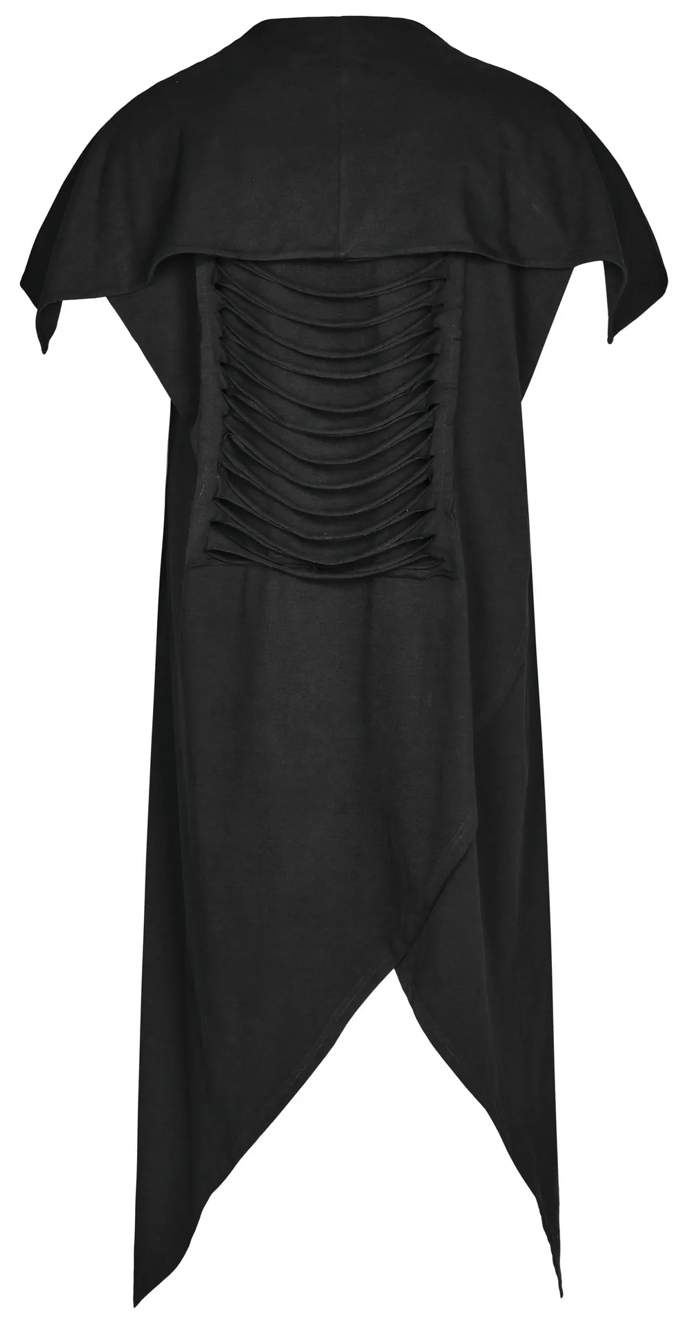 Black Asymmetrical Knit Vest with Gothic Hem