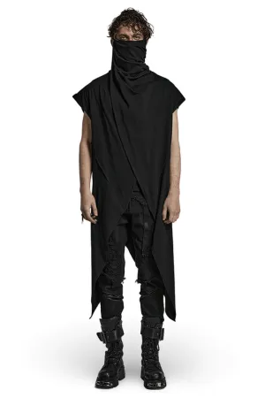 Black Asymmetrical Knit Vest with Gothic Hem
