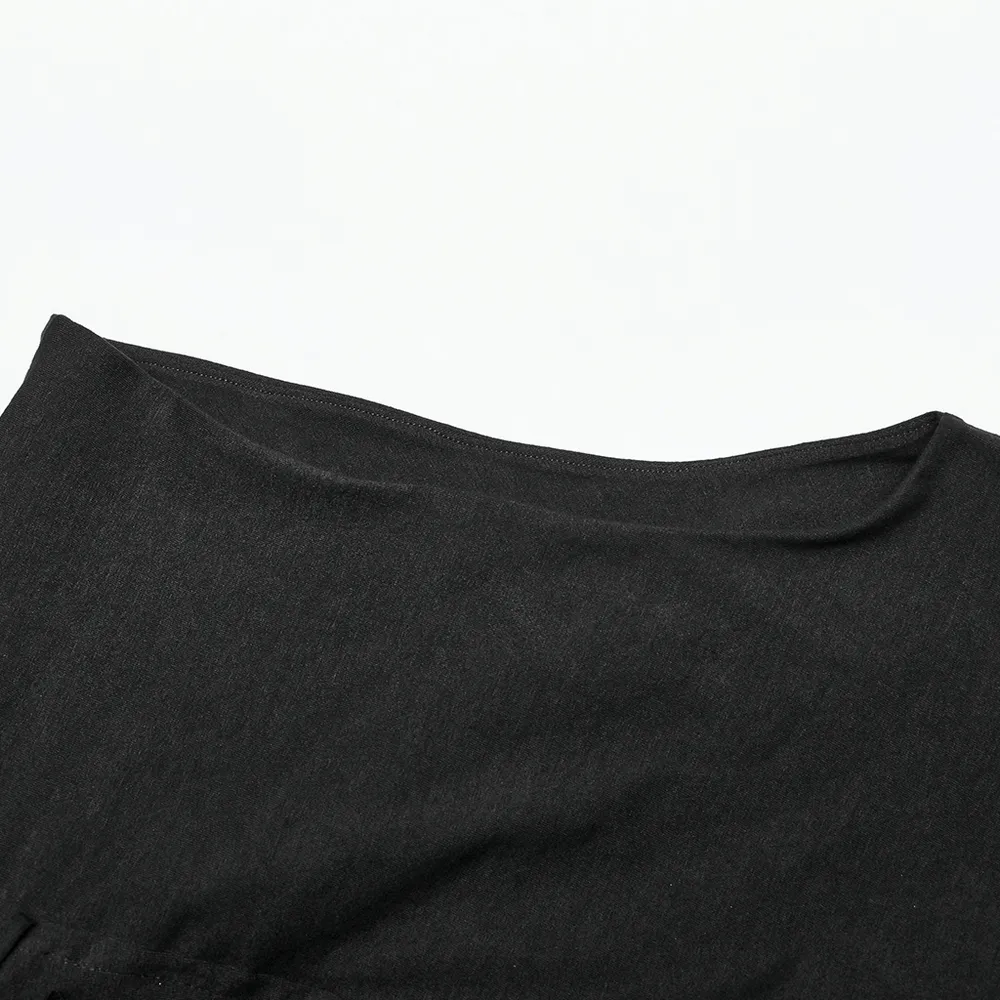 Black Asymmetrical Knit Vest with Gothic Hem