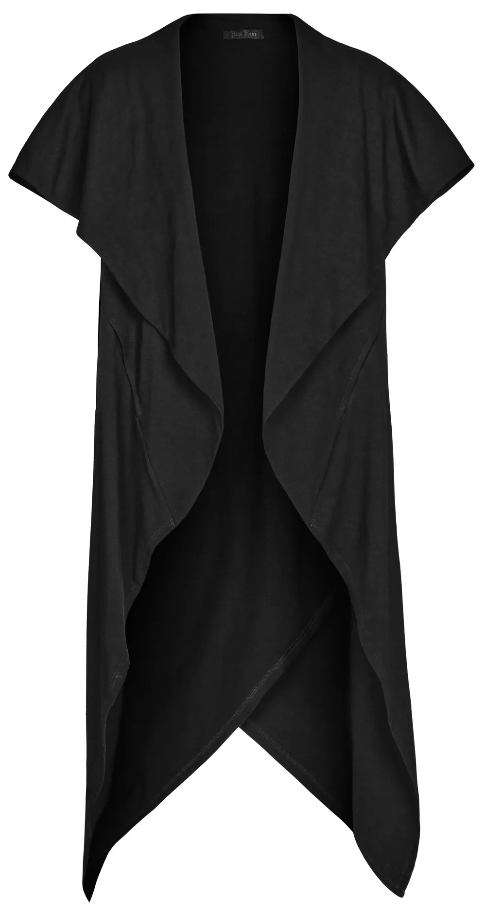 Black Asymmetrical Knit Vest with Gothic Hem