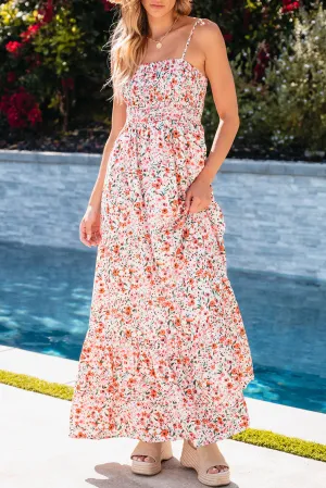 Boho Floral Smocked Ruffled Maxi Dress by Poppy Lee Lane