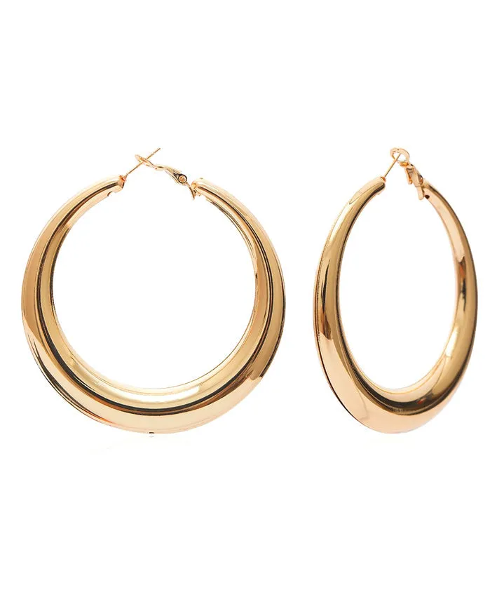 Boho Gold Metal Round Hoop Earrings