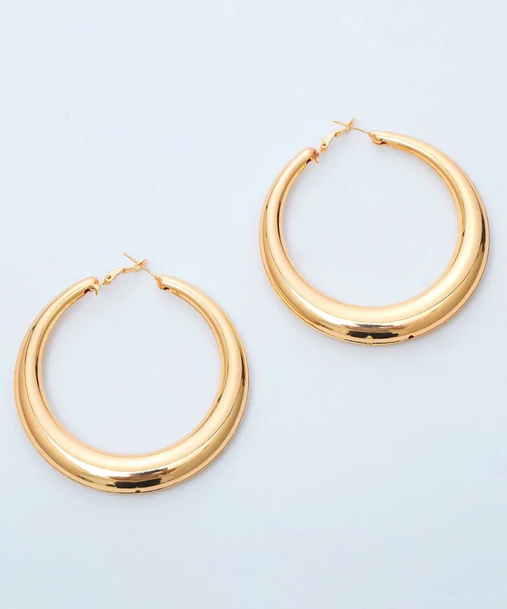 Boho Gold Metal Round Hoop Earrings