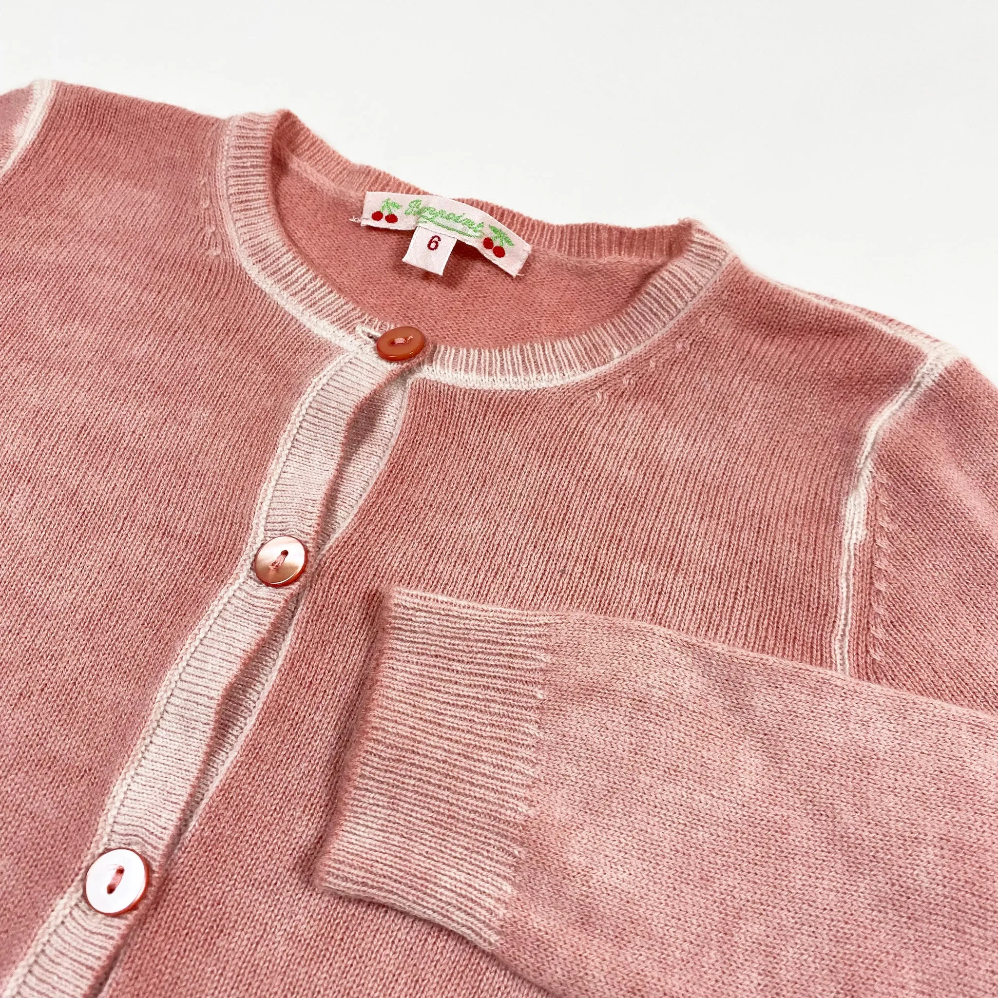 Bonpoint soft pink cashmere cardigan 6Y