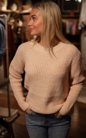 Brenna's Blush Waffle Sweater
