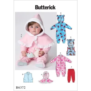 Butterick Pattern B6372 Infants' Cape, Vest, Buntings and Pull-On Pants