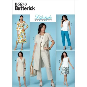 Butterick Pattern B6670 Misses' Top, Dress, Skirt and Pants