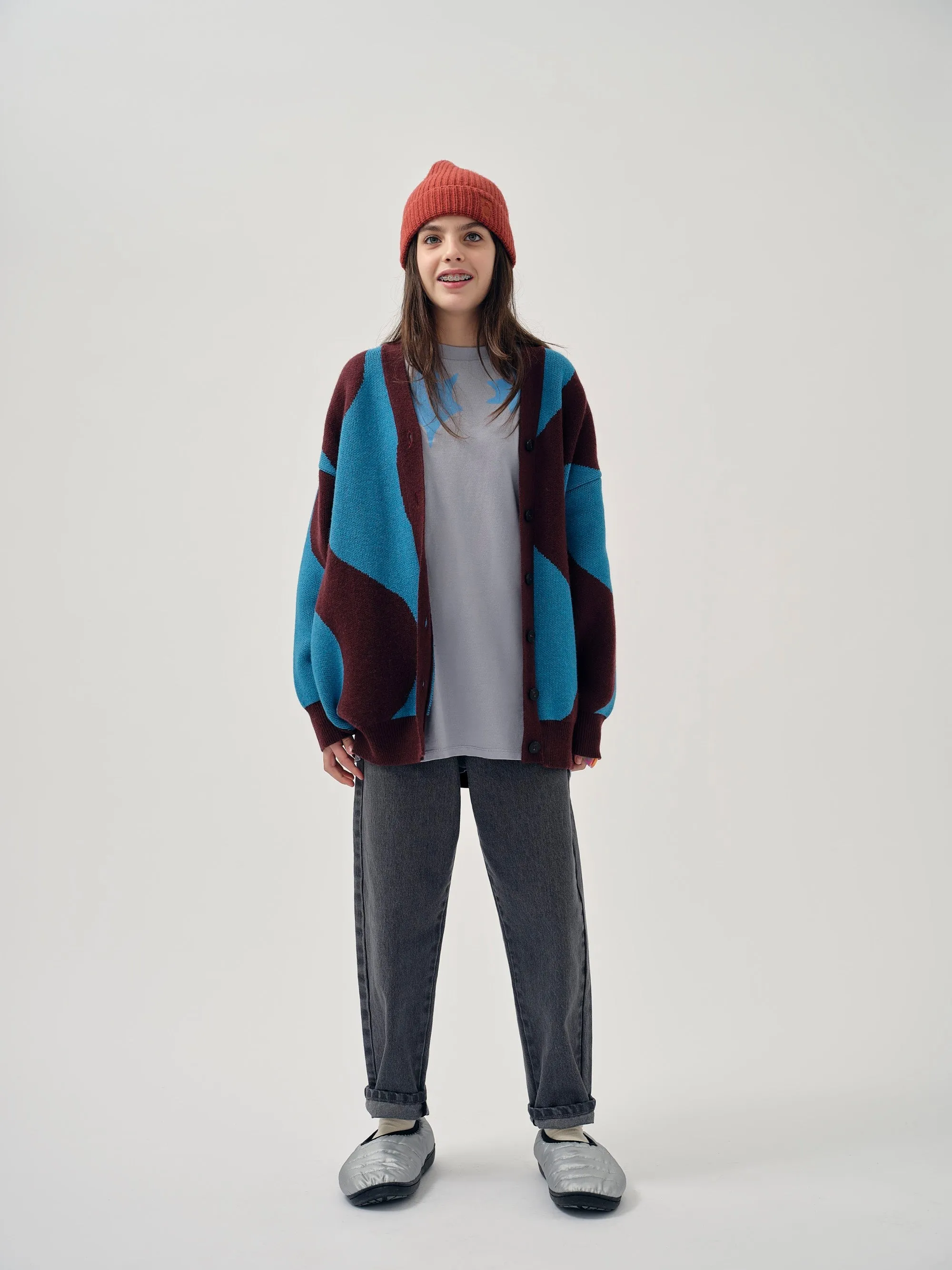 Cardigan Jacquard Burgundy