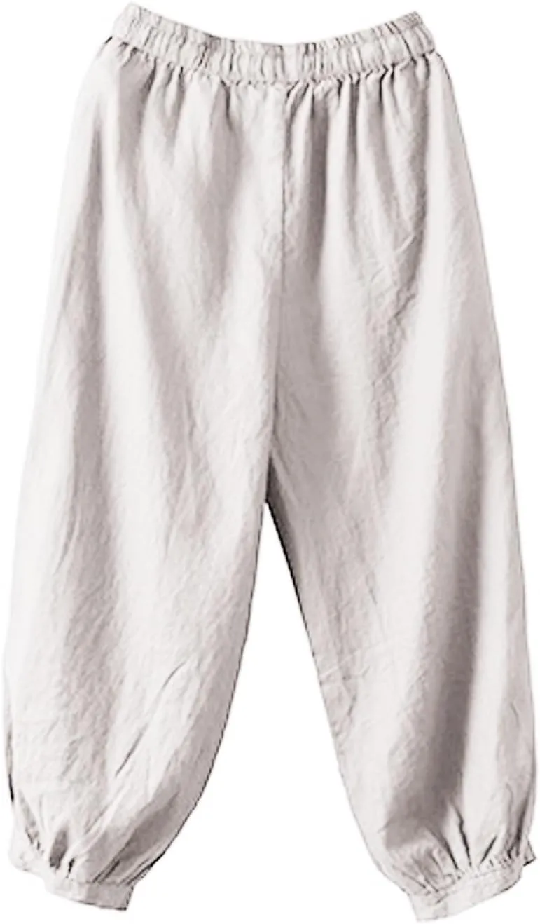 Cargo Pants Women, Casual Pants Peasant Straight Leg Relaxed Linen Side Button
