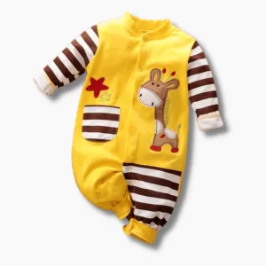 Cartoon Giraffe Print Baby Jumpsuit