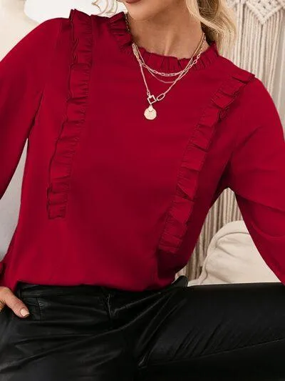 Casual Chic Round Neck Long Sleeve Blouse