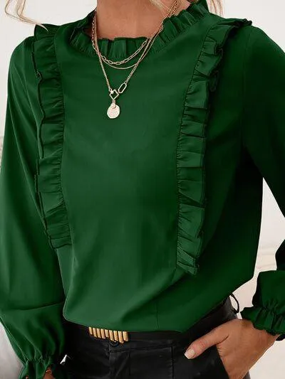 Casual Chic Round Neck Long Sleeve Blouse