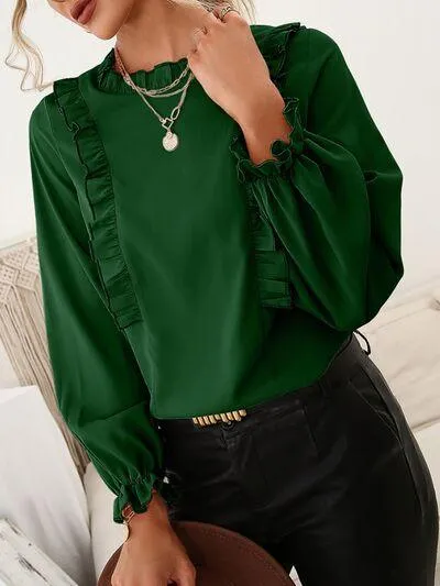 Casual Chic Round Neck Long Sleeve Blouse