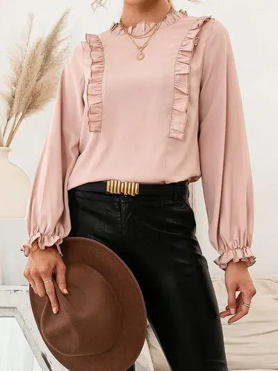 Casual Chic Round Neck Long Sleeve Blouse
