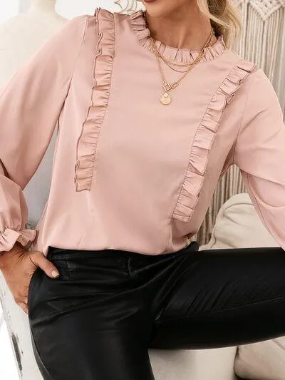 Casual Chic Round Neck Long Sleeve Blouse