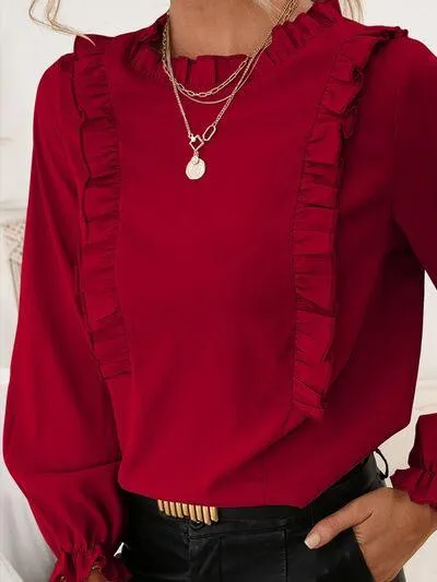 Casual Chic Round Neck Long Sleeve Blouse