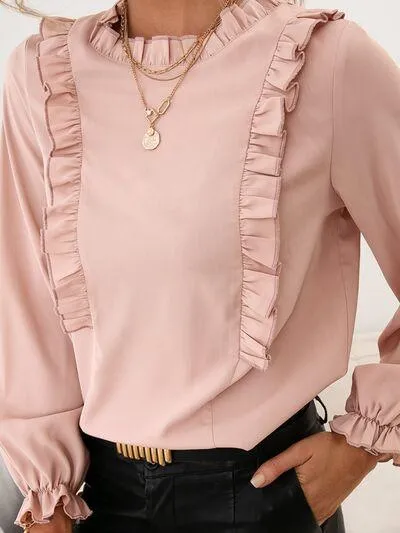 Casual Chic Round Neck Long Sleeve Blouse