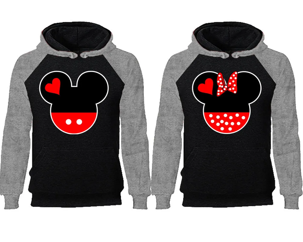 Charming Mouse Duo Couple Matching Raglan Hoodies – Comfortable Unisex Pullover | Sold Separately in Sizes & Colors