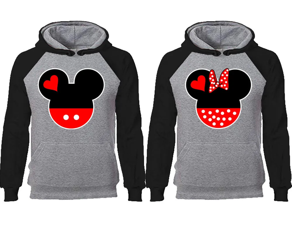 Charming Mouse Duo Couple Matching Raglan Hoodies – Comfortable Unisex Pullover | Sold Separately in Sizes & Colors