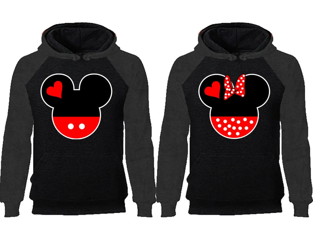 Charming Mouse Duo Couple Matching Raglan Hoodies – Comfortable Unisex Pullover | Sold Separately in Sizes & Colors