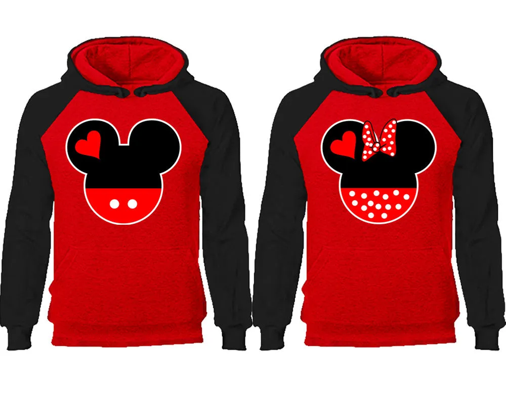 Charming Mouse Duo Couple Matching Raglan Hoodies – Comfortable Unisex Pullover | Sold Separately in Sizes & Colors