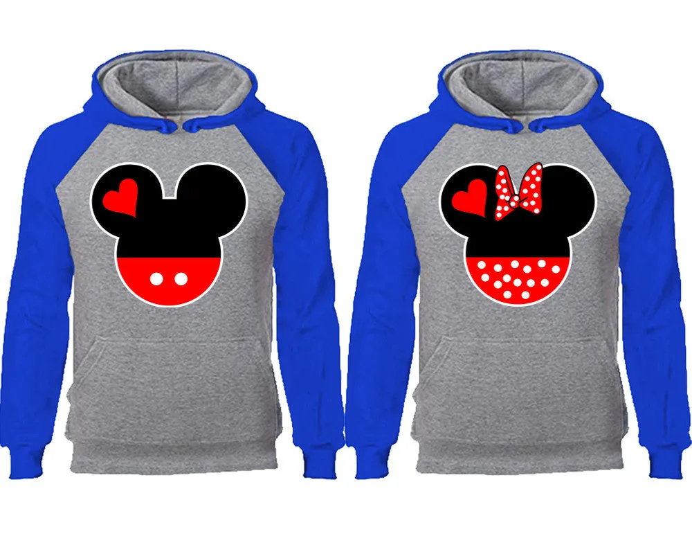 Charming Mouse Duo Couple Matching Raglan Hoodies – Comfortable Unisex Pullover | Sold Separately in Sizes & Colors